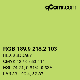 カラーコード: RGB 189.9 218.2 103 | qconv.com