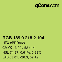 カラーコード: RGB 189.9 218.2 104 | qconv.com