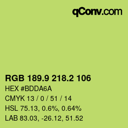 カラーコード: RGB 189.9 218.2 106 | qconv.com