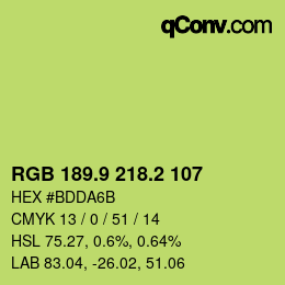 カラーコード: RGB 189.9 218.2 107 | qconv.com