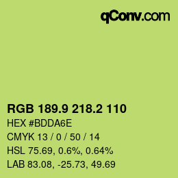 カラーコード: RGB 189.9 218.2 110 | qconv.com