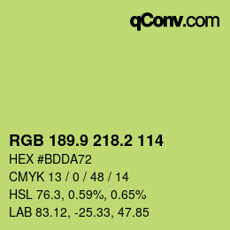 カラーコード: RGB 189.9 218.2 114 | qconv.com