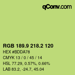 カラーコード: RGB 189.9 218.2 120 | qconv.com