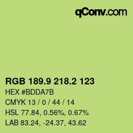 カラーコード: RGB 189.9 218.2 123 | qconv.com