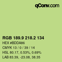 カラーコード: RGB 189.9 218.2 134 | qconv.com