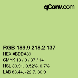 カラーコード: RGB 189.9 218.2 137 | qconv.com