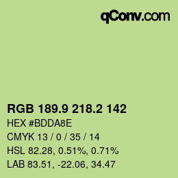カラーコード: RGB 189.9 218.2 142 | qconv.com