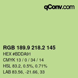 カラーコード: RGB 189.9 218.2 145 | qconv.com