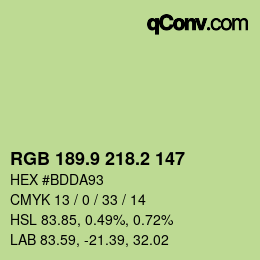 カラーコード: RGB 189.9 218.2 147 | qconv.com