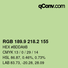 カラーコード: RGB 189.9 218.2 155 | qconv.com