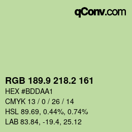 Color code: RGB 189.9 218.2 161 | qconv.com