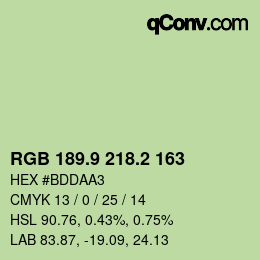 カラーコード: RGB 189.9 218.2 163 | qconv.com