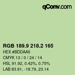 カラーコード: RGB 189.9 218.2 165 | qconv.com