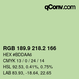Color code: RGB 189.9 218.2 166 | qconv.com