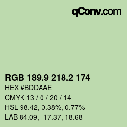 カラーコード: RGB 189.9 218.2 174 | qconv.com