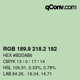カラーコード: RGB 189.9 218.2 182 | qconv.com