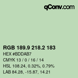 Color code: RGB 189.9 218.2 183 | qconv.com