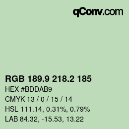 Color code: RGB 189.9 218.2 185 | qconv.com