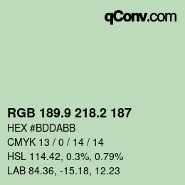 Color code: RGB 189.9 218.2 187 | qconv.com