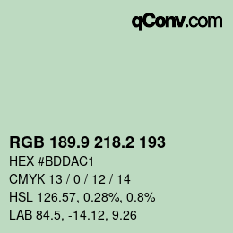 Color code: RGB 189.9 218.2 193 | qconv.com