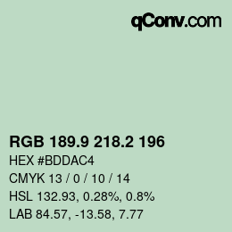 Color code: RGB 189.9 218.2 196 | qconv.com