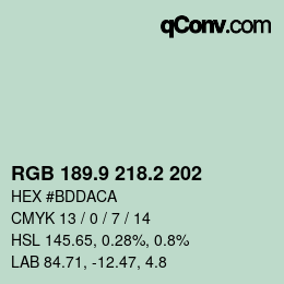 Color code: RGB 189.9 218.2 202 | qconv.com