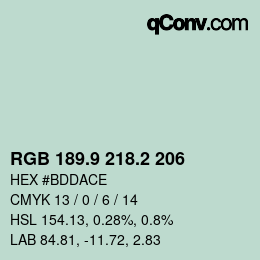 カラーコード: RGB 189.9 218.2 206 | qconv.com