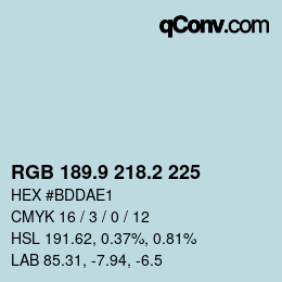 カラーコード: RGB 189.9 218.2 225 | qconv.com