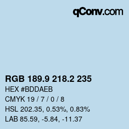 Color code: RGB 189.9 218.2 235 | qconv.com