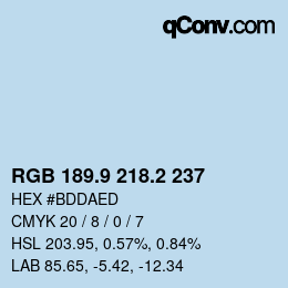 Color code: RGB 189.9 218.2 237 | qconv.com