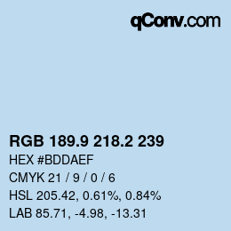 Color code: RGB 189.9 218.2 239 | qconv.com