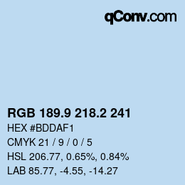 Color code: RGB 189.9 218.2 241 | qconv.com