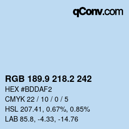 カラーコード: RGB 189.9 218.2 242 | qconv.com