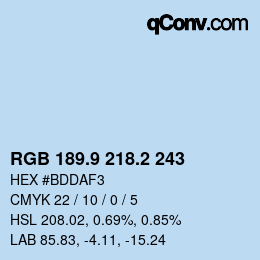 Color code: RGB 189.9 218.2 243 | qconv.com