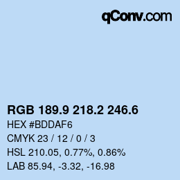 カラーコード: RGB 189.9 218.2 246.6 | qconv.com