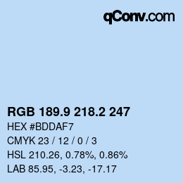 Color code: RGB 189.9 218.2 247 | qconv.com