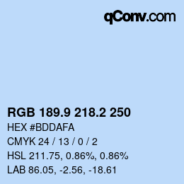 Color code: RGB 189.9 218.2 250 | qconv.com