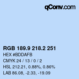 Color code: RGB 189.9 218.2 251 | qconv.com