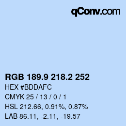 カラーコード: RGB 189.9 218.2 252 | qconv.com