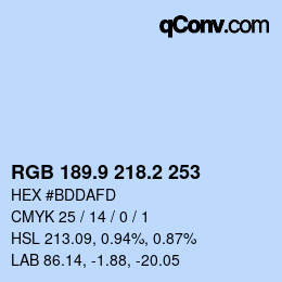 カラーコード: RGB 189.9 218.2 253 | qconv.com