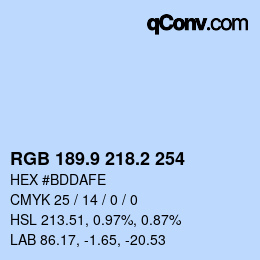Color code: RGB 189.9 218.2 254 | qconv.com