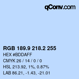 Color code: RGB 189.9 218.2 255 | qconv.com