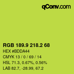 カラーコード: RGB 189.9 218.2 68 | qconv.com
