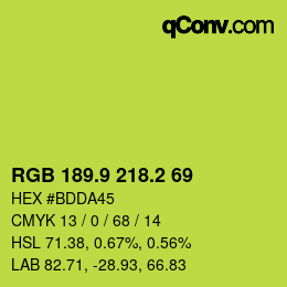 カラーコード: RGB 189.9 218.2 69 | qconv.com