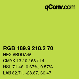 カラーコード: RGB 189.9 218.2 70 | qconv.com