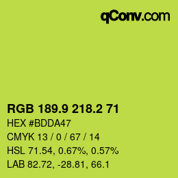 カラーコード: RGB 189.9 218.2 71 | qconv.com