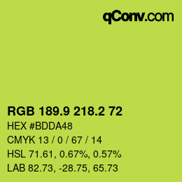 カラーコード: RGB 189.9 218.2 72 | qconv.com