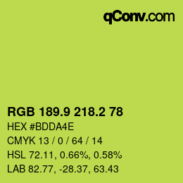 カラーコード: RGB 189.9 218.2 78 | qconv.com