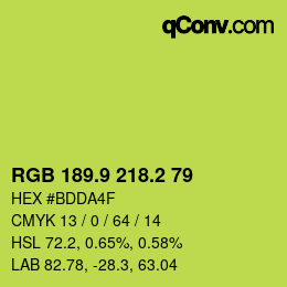 カラーコード: RGB 189.9 218.2 79 | qconv.com