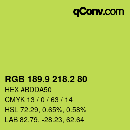 カラーコード: RGB 189.9 218.2 80 | qconv.com